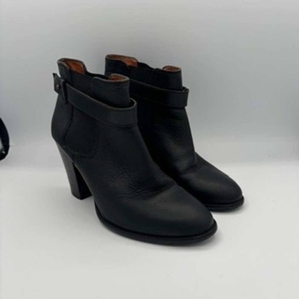 Madewell Ankle Boots Women Sz 8 Black Leather Buckle Heel Booties‎ 07952